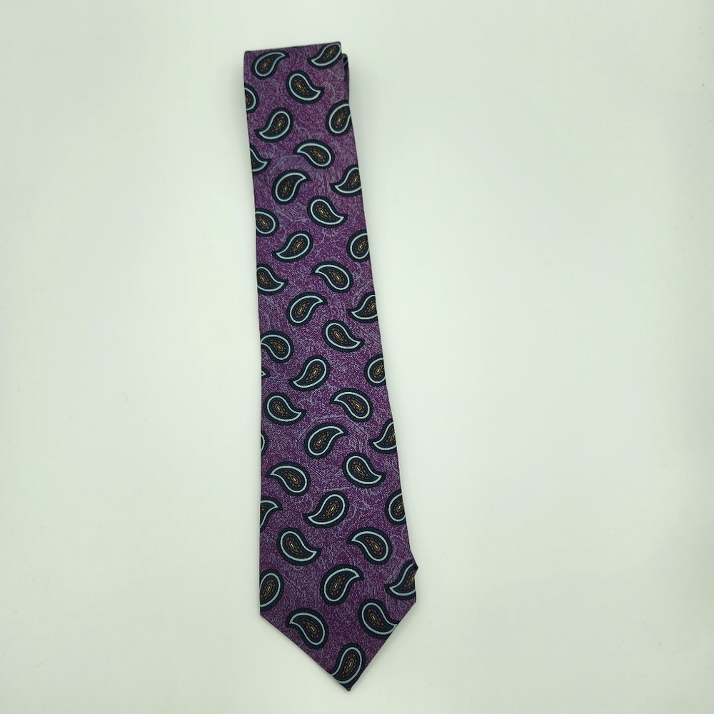 Vintage Liberty of‎ London Neck Tie Purple Paisley Print 100% Silk Made In USA